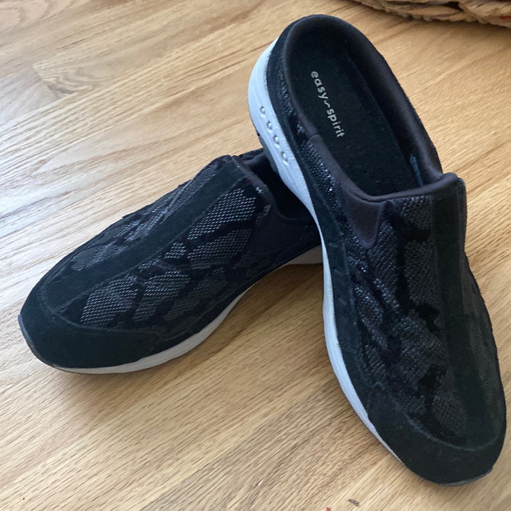 Never worn black slip on shoes!